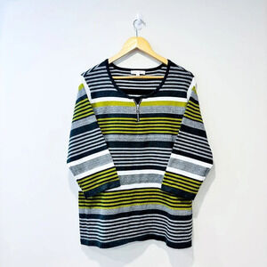 GRENIER Grey  and green striped sweater